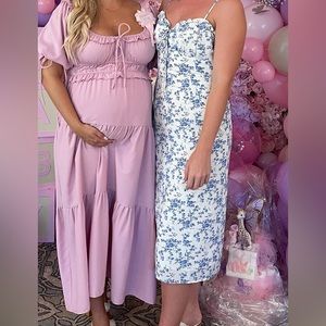 Midi white and blue dress